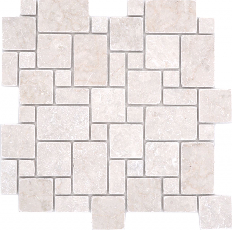 Muestra de mano azulejos de mosaico de piedra natural mármol marfil mate pared suelo cocina baño ducha MOS40-FP41_m