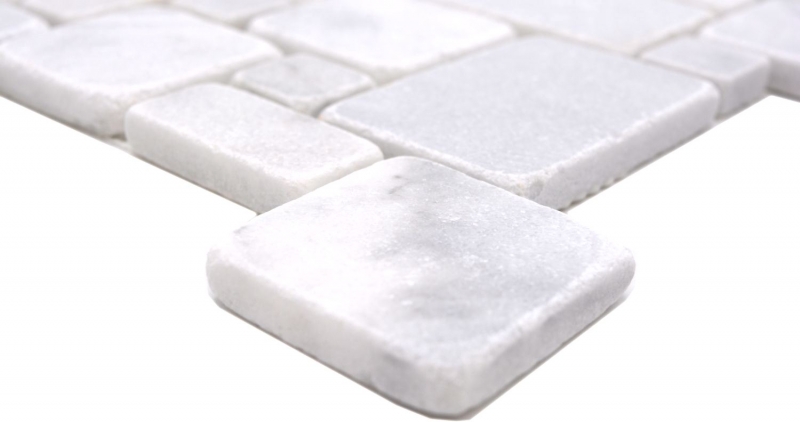 Muestra de mano azulejos de mosaico de piedra natural mármol blanco mate pared suelo cocina baño ducha MOS40-FP42_m