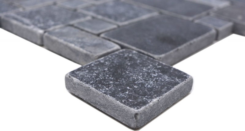 Muestra de mano azulejos de mosaico de piedra natural mármol negro mate pared suelo cocina baño ducha MOS40-FP43_m