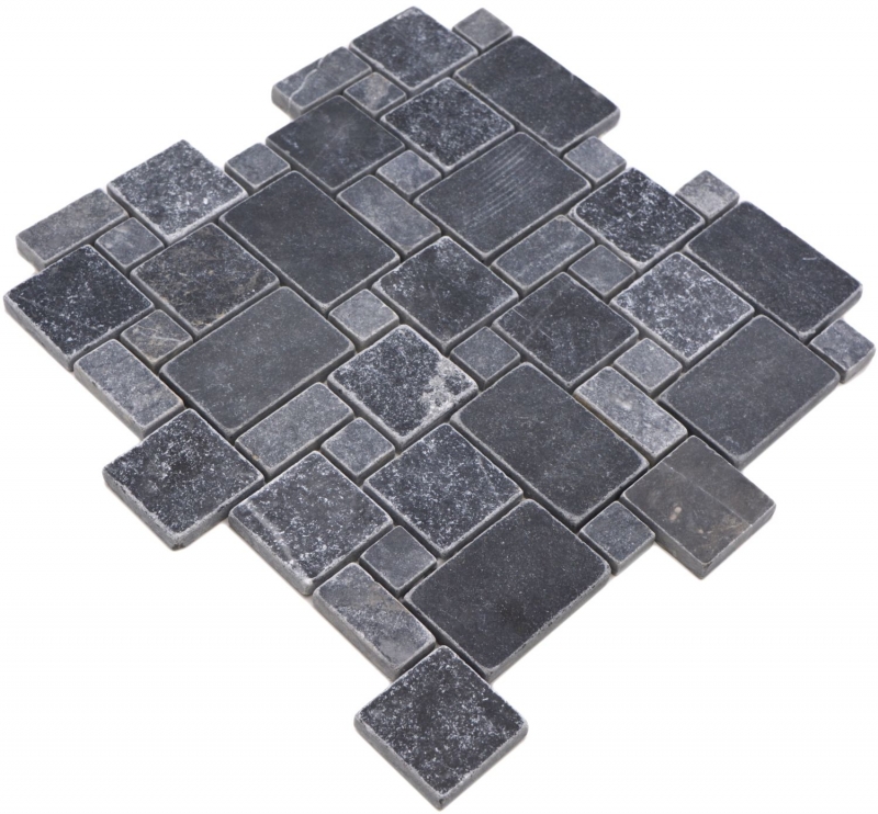 Muestra de mano azulejos de mosaico de piedra natural mármol negro mate pared suelo cocina baño ducha MOS40-FP43_m