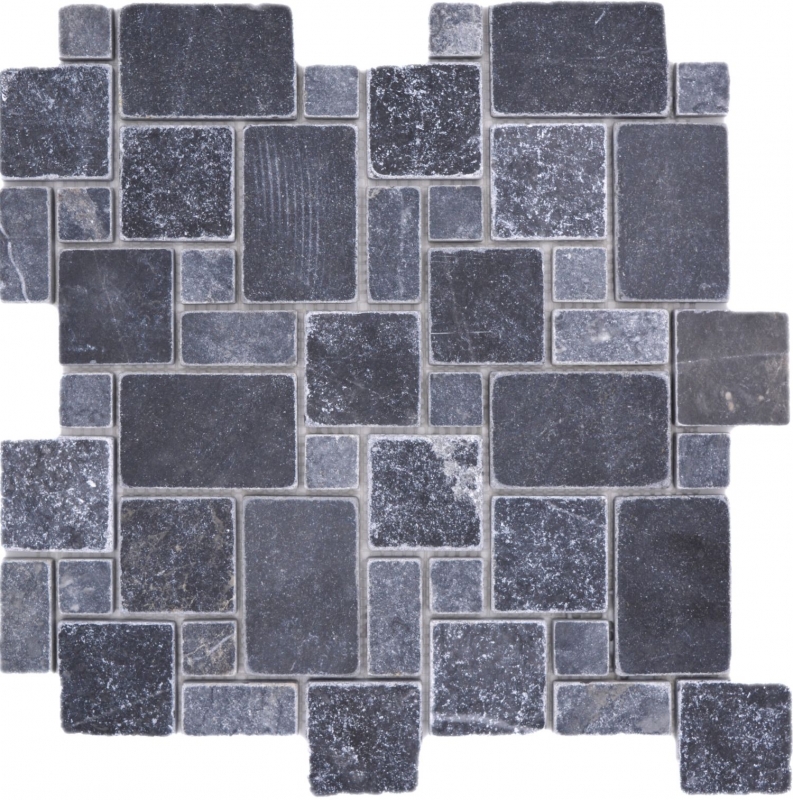 Muestra de mano azulejos de mosaico de piedra natural mármol negro mate pared suelo cocina baño ducha MOS40-FP43_m