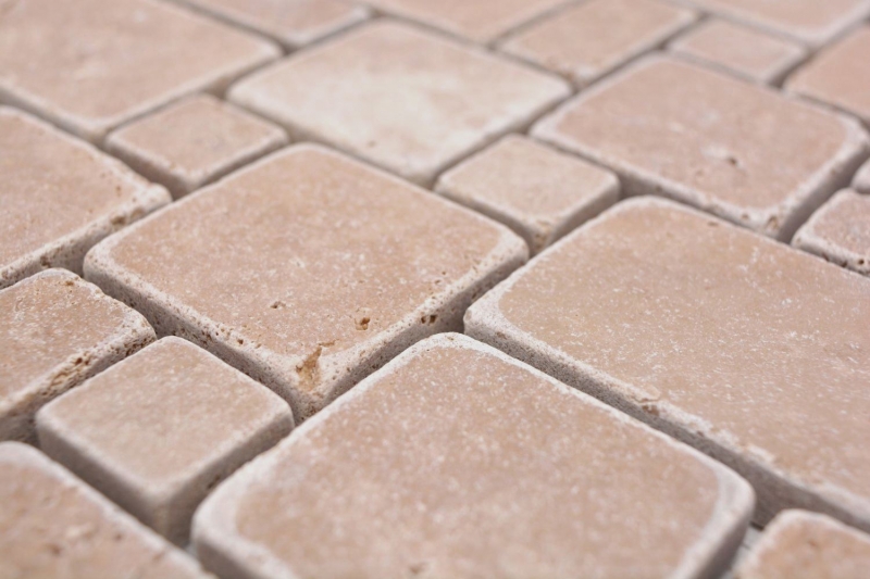 Muestra de mano azulejos de mosaico de piedra natural travertino nogal mate pared suelo cocina baño ducha MOS40-FP44_m