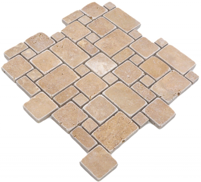 Muestra de mano azulejos de mosaico de piedra natural travertino nogal mate pared suelo cocina baño ducha MOS40-FP44_m