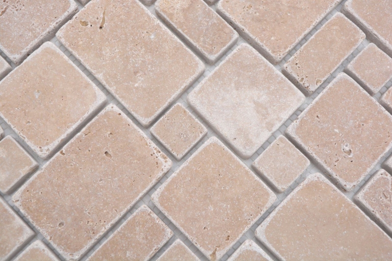 Muestra de mano azulejos de mosaico de piedra natural travertino nogal mate pared suelo cocina baño ducha MOS40-FP44_m