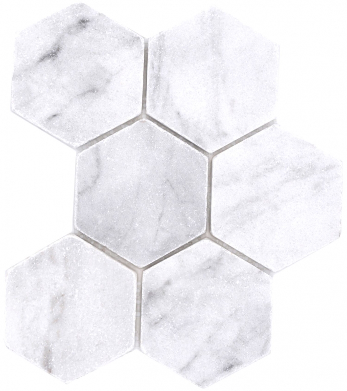 Muestra de mano azulejos de mosaico de piedra natural mármol blanco mate pared suelo cocina baño ducha MOS42-HX142_m