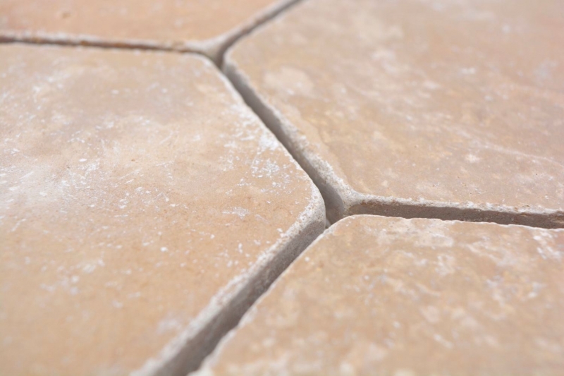 Muestra de mano azulejos de mosaico de piedra natural travertino nogal mate pared suelo cocina baño ducha MOS42-HX144_m