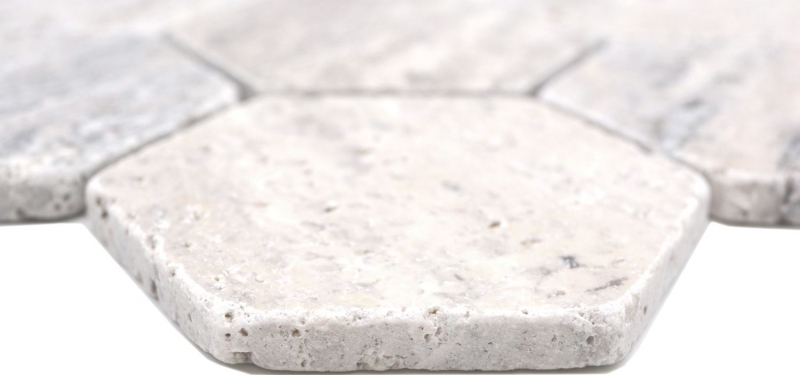Mano muestra piedra natural mosaico azulejos travertino blanco gris mate pared suelo cocina baño ducha MOS42-HX147_m
