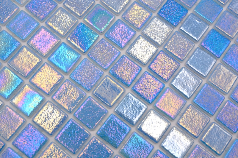 Muestra de mano piscina mosaico piscina mosaico de vidrio azul claro iridiscente multicolor brillante pared suelo cocina baño ducha MOS220-P55251_m