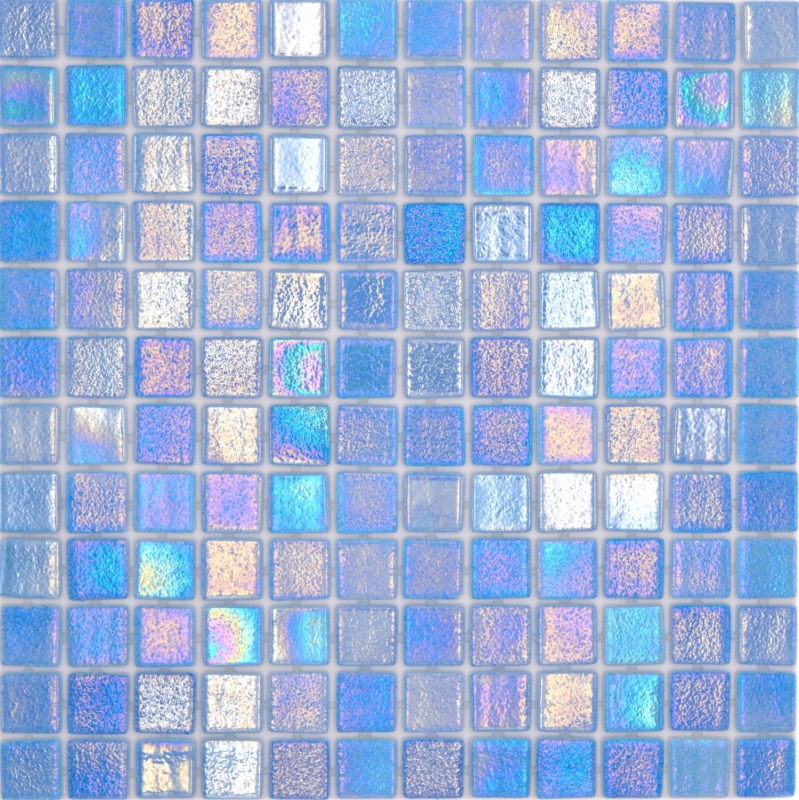 Muestra de mano piscina mosaico piscina mosaico de vidrio azul claro iridiscente multicolor brillante pared suelo cocina baño ducha MOS220-P55251_m