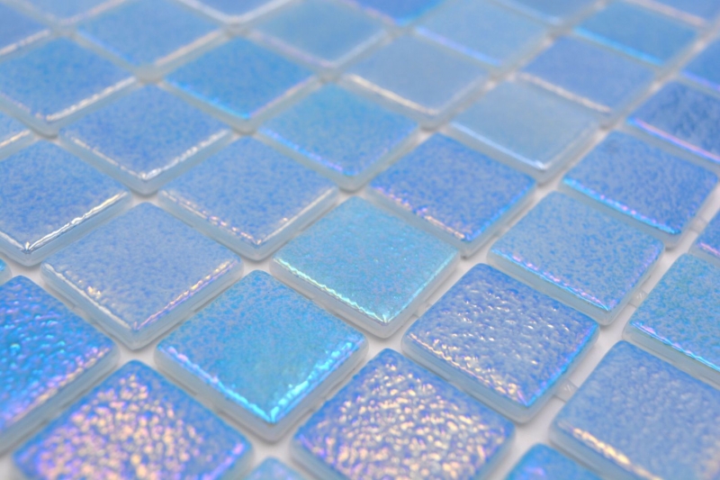 Muestra de mano piscina mosaico piscina mosaico de vidrio azul claro iridiscente multicolor brillante pared suelo cocina baño ducha MOS220-P55251_m