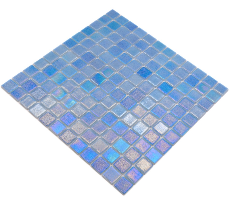 Muestra de mano piscina mosaico piscina mosaico de vidrio azul claro iridiscente multicolor brillante pared suelo cocina baño ducha MOS220-P55251_m