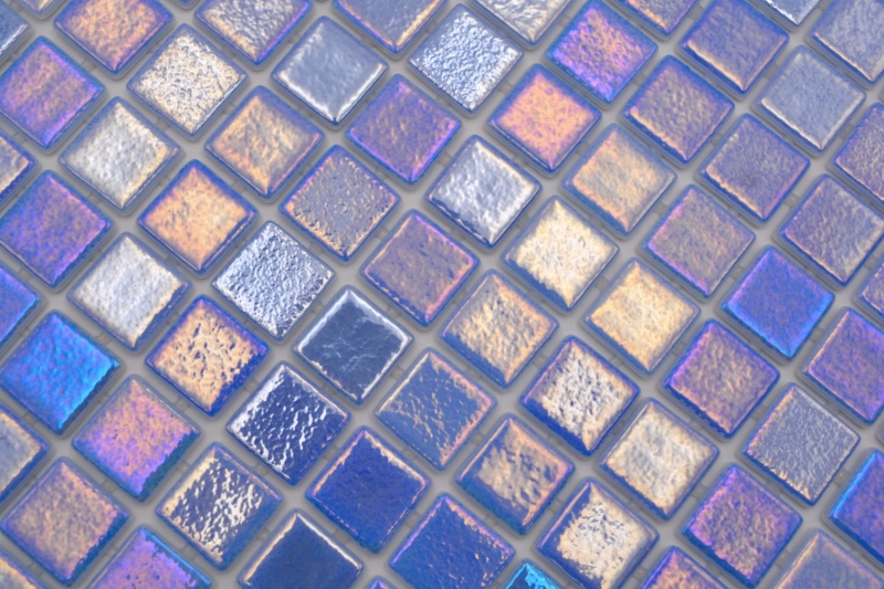 Muestra de mano piscina mosaico piscina mosaico de vidrio mosaico azul iridiscente multicolor brillante pared cocina baño ducha MOS220-P55252_m