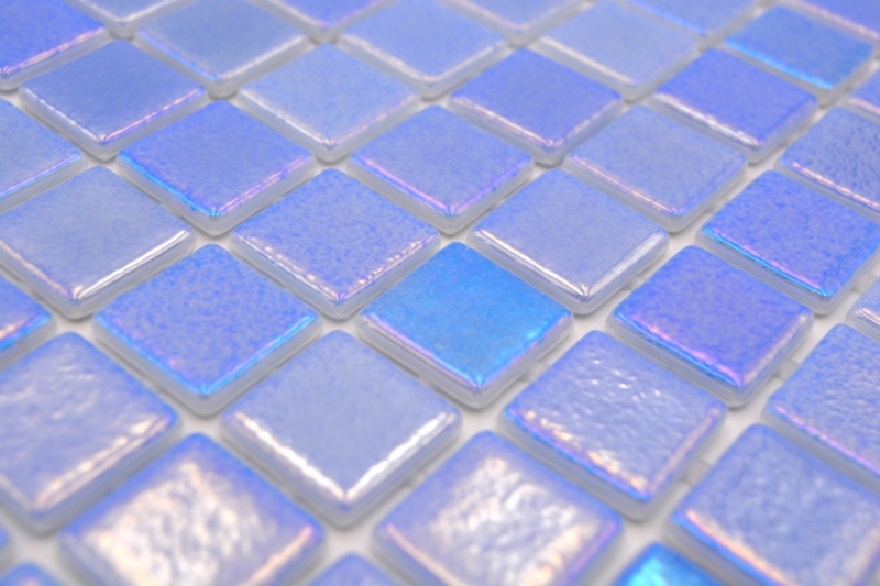 Muestra de mano piscina mosaico piscina mosaico de vidrio mosaico azul iridiscente multicolor brillante pared cocina baño ducha MOS220-P55252_m