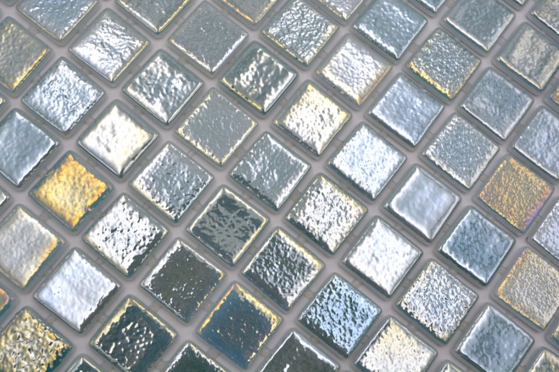 Muestra de mano piscina mosaico piscina mosaico de vidrio verde pastel iridiscente multicolor brillante pared suelo cocina baño ducha MOS220-P55253_m
