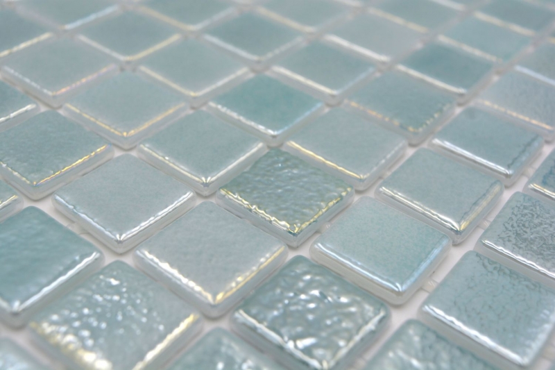 Muestra de mano piscina mosaico piscina mosaico de vidrio verde pastel iridiscente multicolor brillante pared suelo cocina baño ducha MOS220-P55253_m