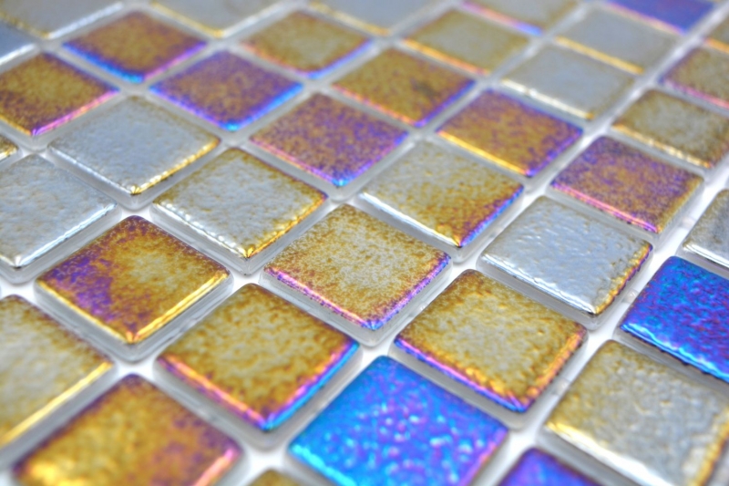 Muestra de mano piscina mosaico piscina mosaico de vidrio negro multicolor iridiscente pared suelo cocina baño ducha MOS220-P55256_m