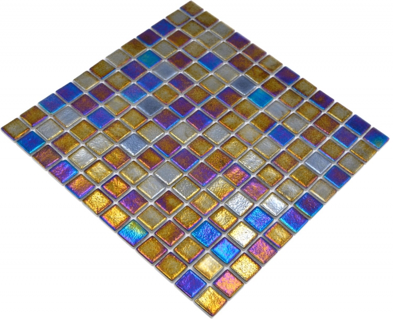 Muestra de mano piscina mosaico piscina mosaico de vidrio negro multicolor iridiscente pared suelo cocina baño ducha MOS220-P55256_m