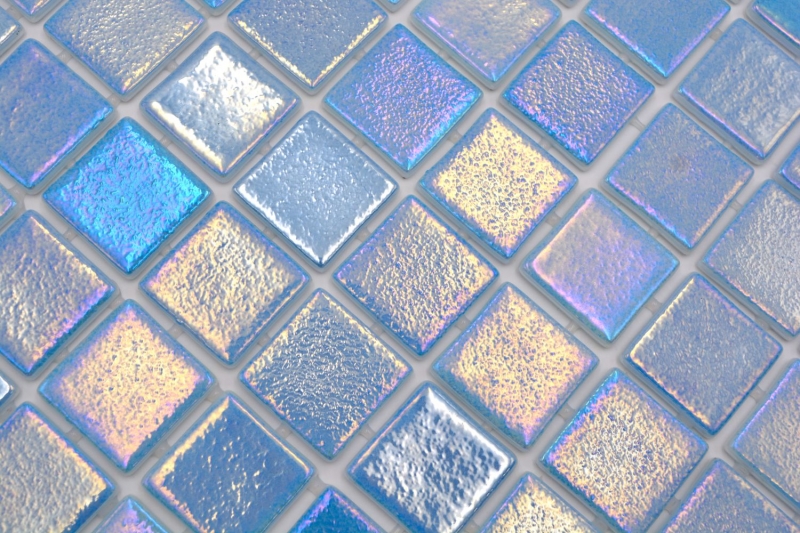 Muestra de mano piscina mosaico piscina mosaico de vidrio azul claro iridiscente multicolor brillante pared suelo cocina baño ducha MOS220-P55381_m