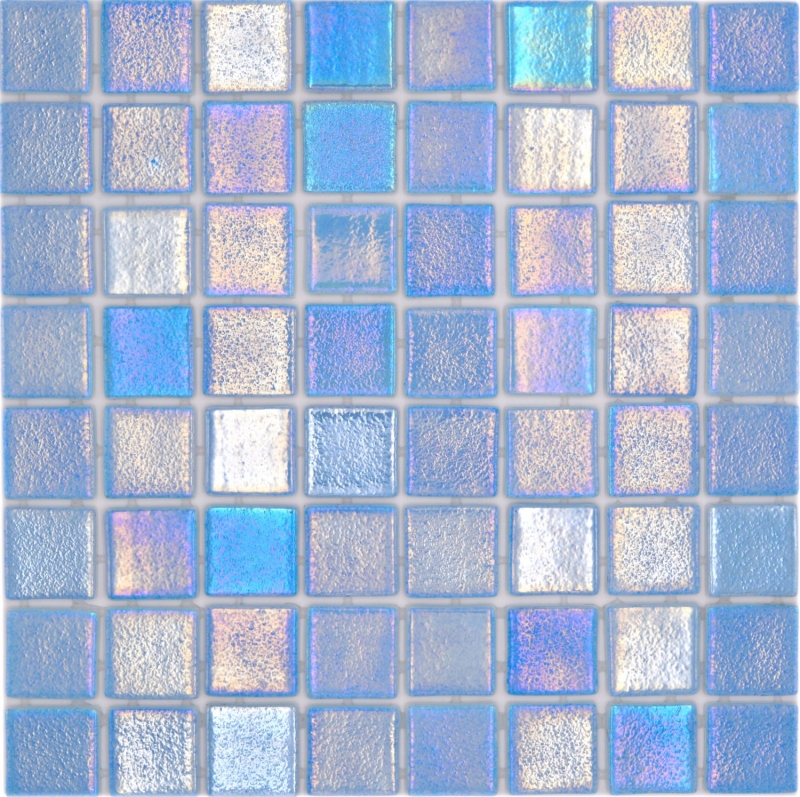 Muestra de mano piscina mosaico piscina mosaico de vidrio azul claro iridiscente multicolor brillante pared suelo cocina baño ducha MOS220-P55381_m
