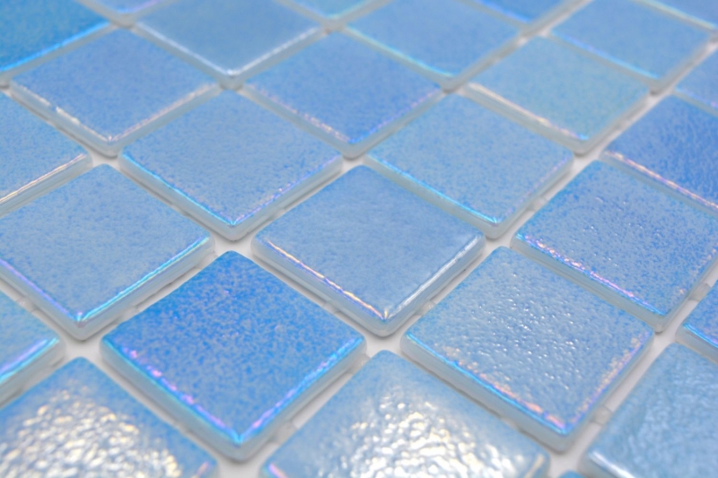 Muestra de mano piscina mosaico piscina mosaico de vidrio azul claro iridiscente multicolor brillante pared suelo cocina baño ducha MOS220-P55381_m
