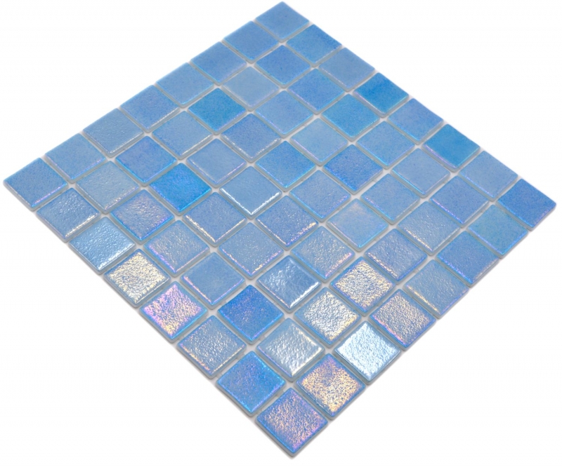Muestra de mano piscina mosaico piscina mosaico de vidrio azul claro iridiscente multicolor brillante pared suelo cocina baño ducha MOS220-P55381_m