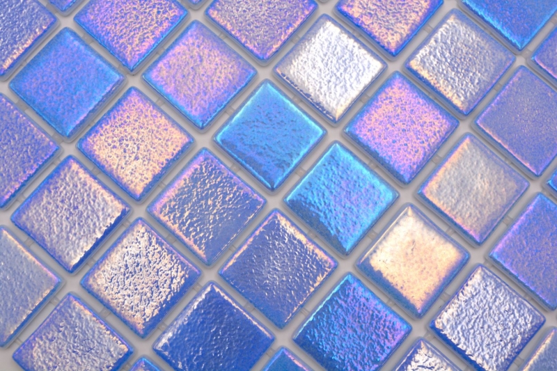 Muestra de mano piscina mosaico piscina mosaico de vidrio mosaico azul iridiscente multicolor brillante pared suelo cocina baño ducha MOS220-P55382_m