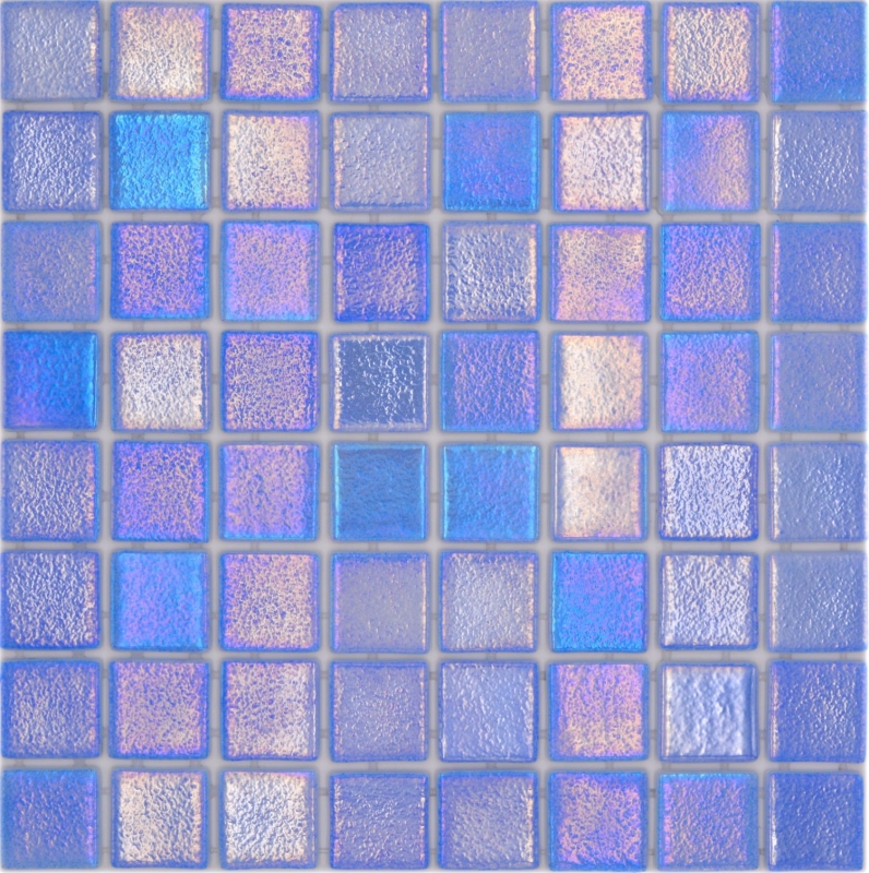 Muestra de mano piscina mosaico piscina mosaico de vidrio mosaico azul iridiscente multicolor brillante pared suelo cocina baño ducha MOS220-P55382_m