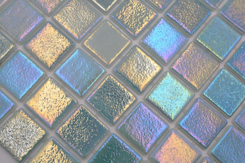 Muestra de mano piscina mosaico piscina mosaico de vidrio verde pastel iridiscente multicolor brillante pared suelo cocina baño ducha MOS220-P55383_m