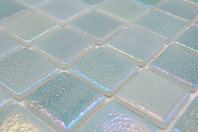 Muestra de mano piscina mosaico piscina mosaico de vidrio verde pastel iridiscente multicolor brillante pared suelo cocina baño ducha MOS220-P55383_m