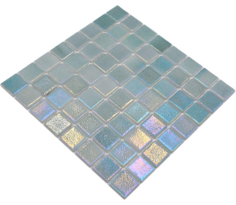 Muestra de mano piscina mosaico piscina mosaico de vidrio verde pastel iridiscente multicolor brillante pared suelo cocina baño ducha MOS220-P55383_m
