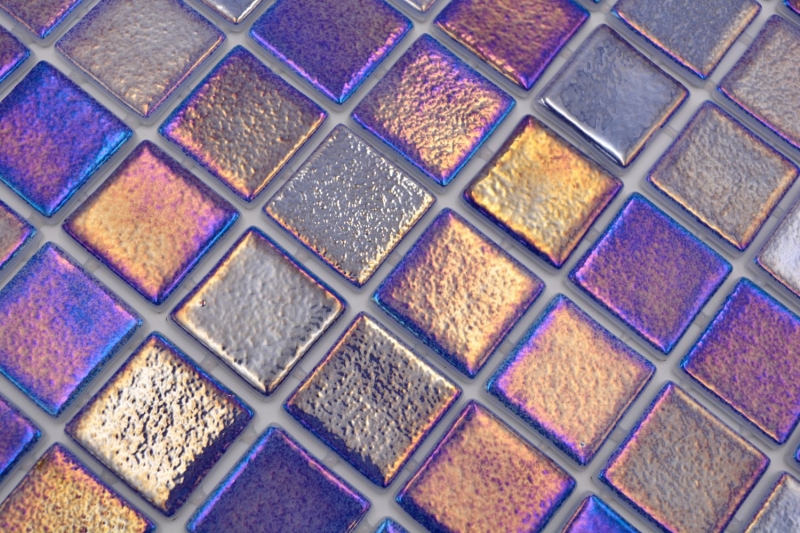 Muestra de mano piscina mosaico piscina mosaico de vidrio mosaico azul púrpura multicolor iridiscente brillante pared suelo cocina baño ducha MOS220-P55385_m