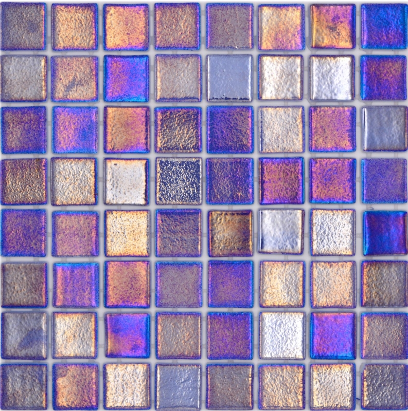 Muestra de mano piscina mosaico piscina mosaico de vidrio mosaico azul púrpura multicolor iridiscente brillante pared suelo cocina baño ducha MOS220-P55385_m