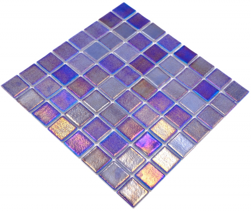 Muestra de mano piscina mosaico piscina mosaico de vidrio mosaico azul púrpura multicolor iridiscente brillante pared suelo cocina baño ducha MOS220-P55385_m