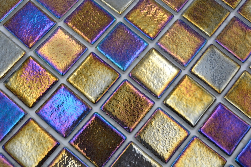 Muestra de mano piscina mosaico piscina mosaico de vidrio negro multicolor iridiscente pared suelo cocina baño ducha MOS220-P55386_m