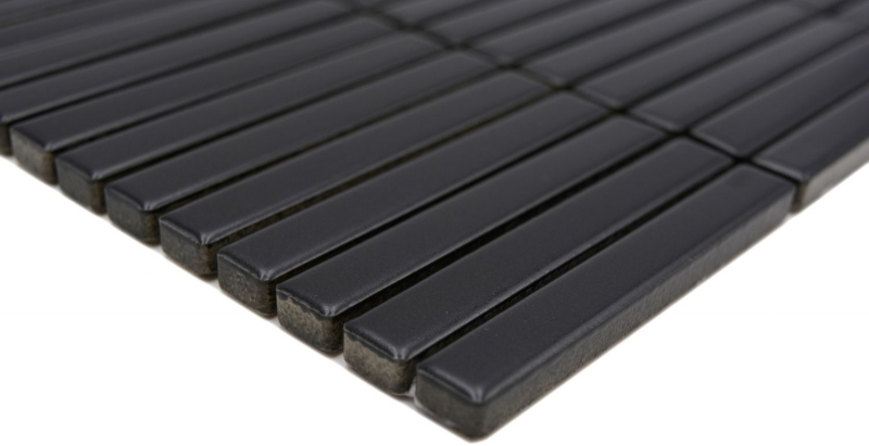 Muestra de mano cerámica mosaico mosaico azulejos negro mate pared cocina baño ducha MOS24-CG01_m