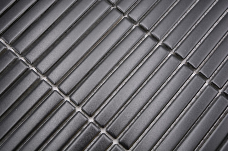 Muestra de mano cerámica mosaico mosaico azulejos negro mate pared cocina baño ducha MOS24-CG01_m