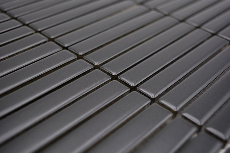 Muestra de mano cerámica mosaico mosaico azulejos negro mate pared cocina baño ducha MOS24-CG01_m