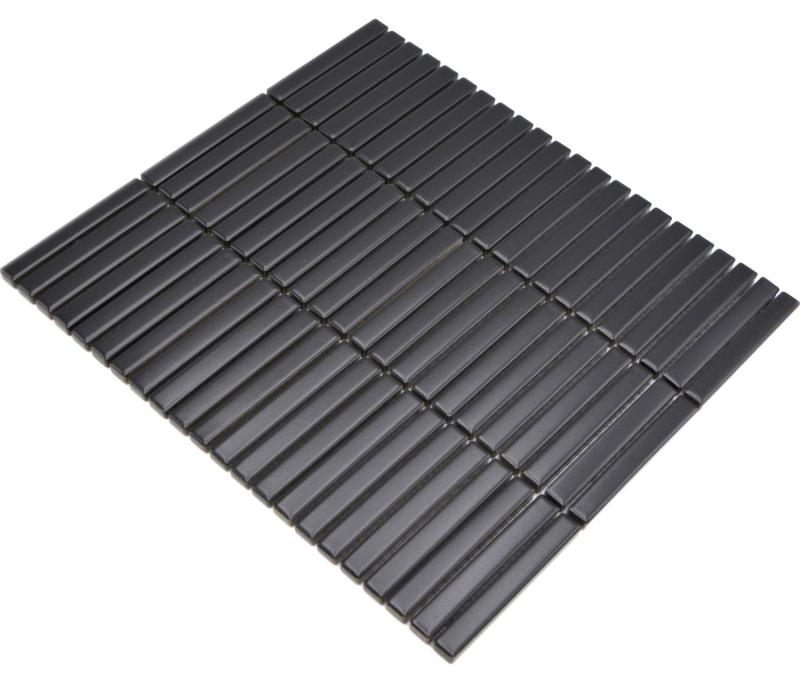 Muestra de mano cerámica mosaico mosaico azulejos negro mate pared cocina baño ducha MOS24-CG01_m