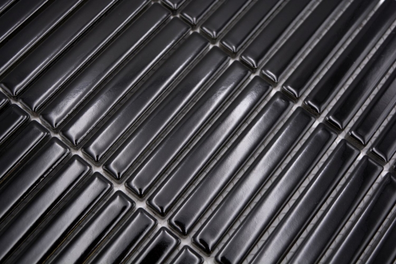 Muestra de mano cerámica mosaico mosaico azulejos negro brillante pared cocina baño ducha MOS24-CG21_m