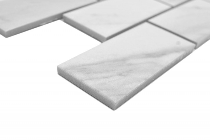 Mosaico cerámico aglomerado Cararra blanco gris mate MOS26M-1102