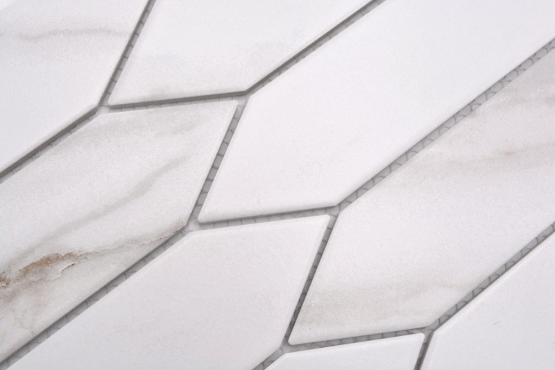 Mosaico de cerámica Hexágono hexágono Calacatta blanco gris-marrón mate MOS13-L1112