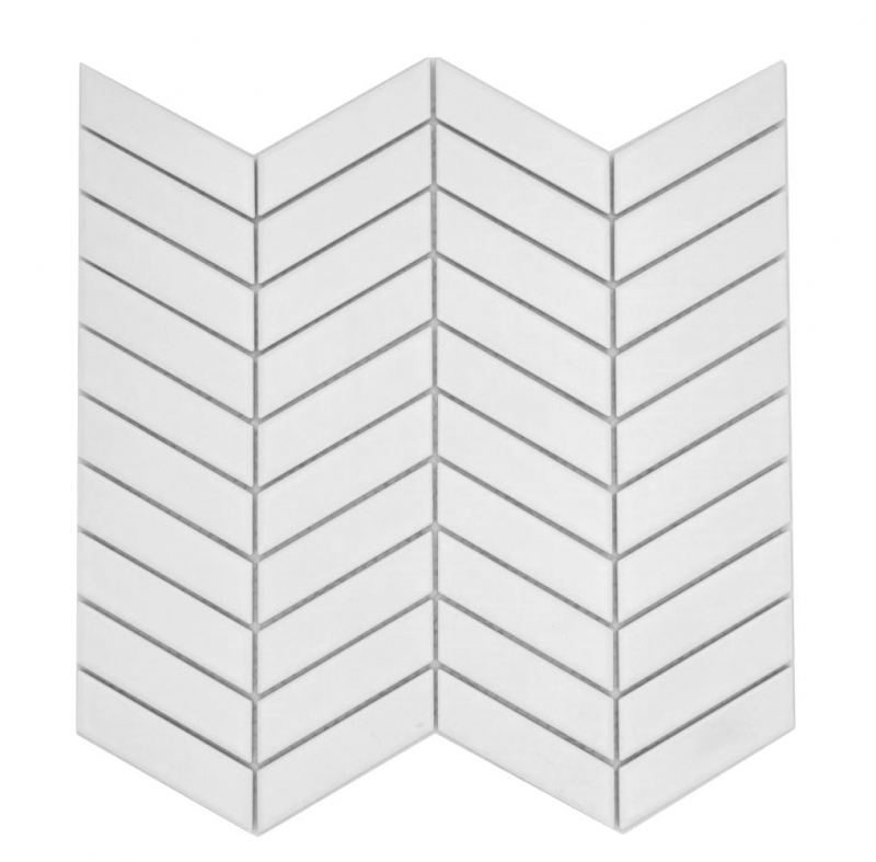 Mosaico cerámico espiga uni blanco mate MOS24-EV21
