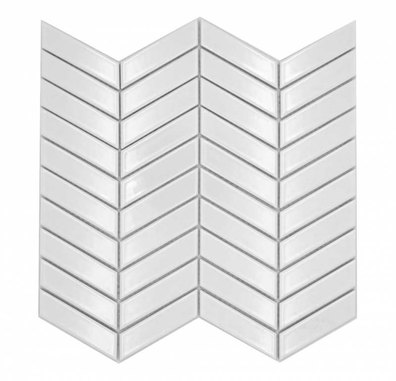 Mosaico cerámico espiga uni blanco brillante MOS24-EV31