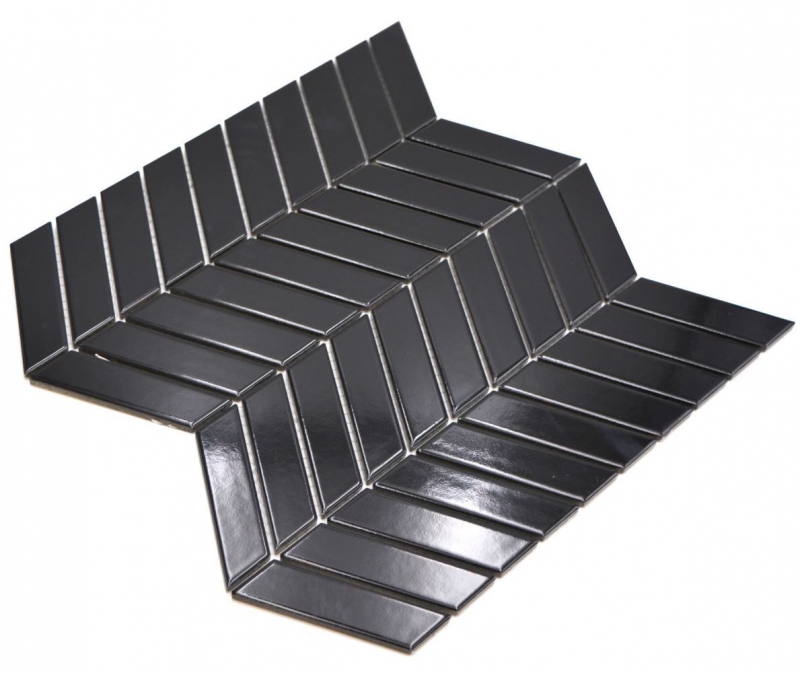 Mosaico cerámico espiga uni negro brillante MOS24-EV39