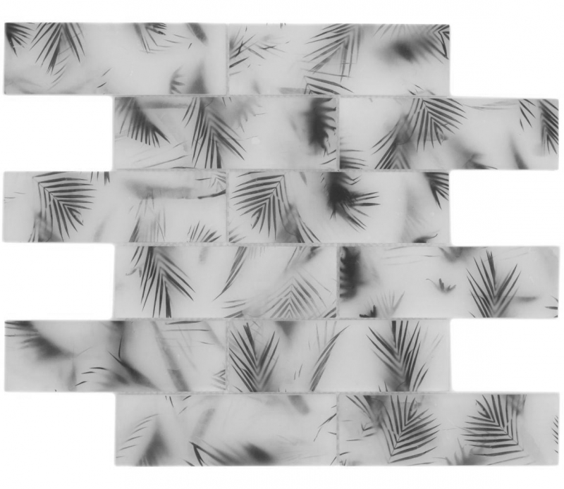 Mosaico de vidrio mosaico azulejo compuesto blanco negro mate hoja mirada MOS88-FL25