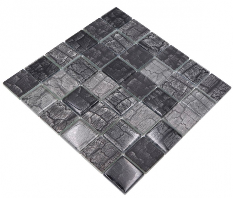Azulejo de mosaico de vidrio aspecto piedra gris bosque gris oscuro MOS88-88P