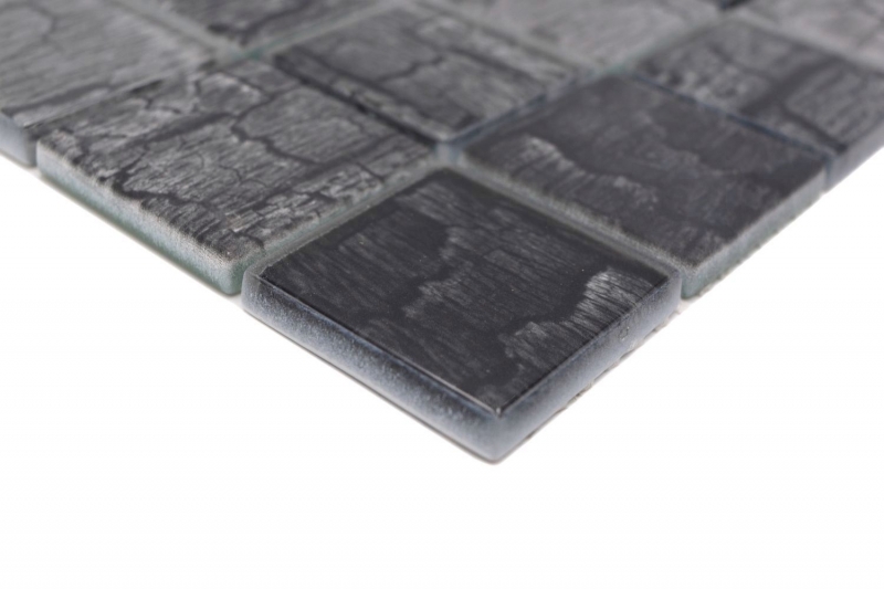 Azulejo de mosaico de vidrio aspecto piedra gris bosque gris oscuro MOS88-88P