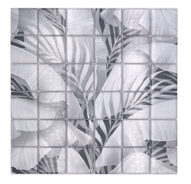 Mosaico de vidrio mosaico azulejo rainforest grey leaves optics MOS88-Pic03