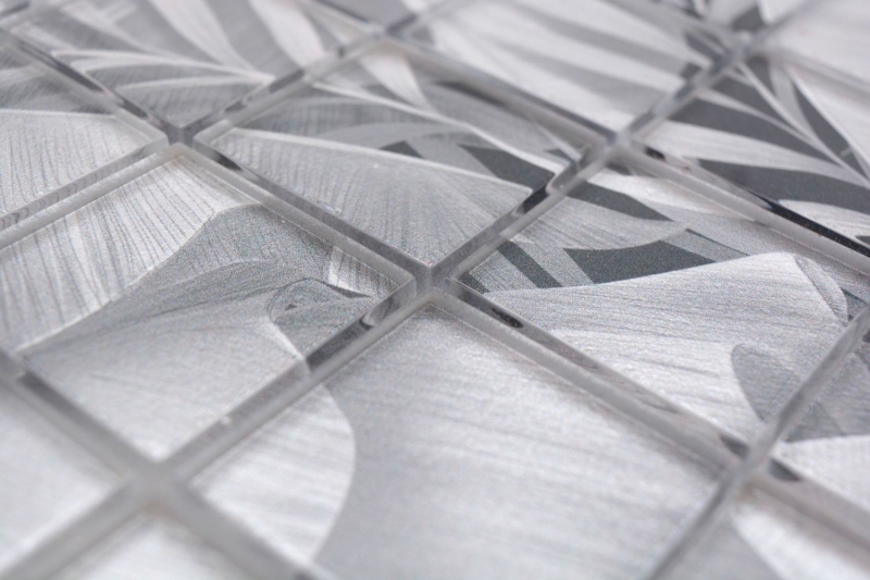 Mosaico de vidrio mosaico azulejo rainforest grey leaves optics MOS88-Pic03