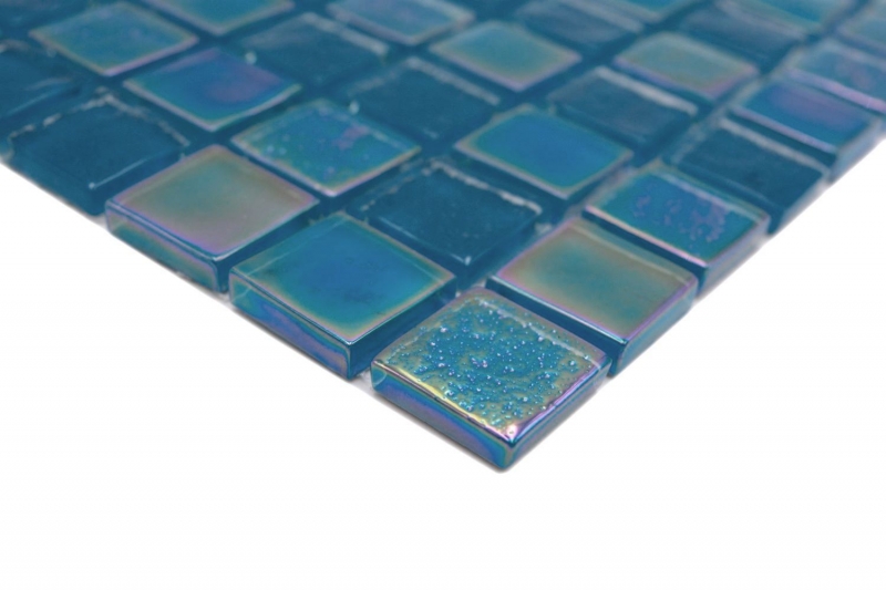 Mosaico de vidrio mosaico azulejo pequeño flip flop iridiscente azul turquesa multicolor MOS65-S63